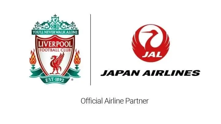 リバプールと日本航空のロゴ