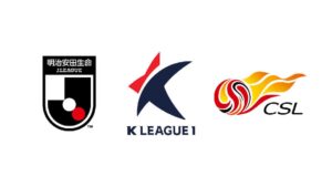 サッカーJリーグ、Kリーグ、中国スーパーリーグのロゴ