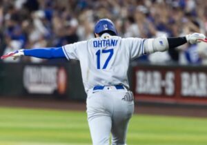 現地時間9日のダイヤモンドバックス戦で劇的な第12号3ランホームランを放ったドジャースの大谷翔平