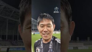 E-1選手権で優勝したサッカー日本代表の森保一監督がサポーターに感謝を伝える