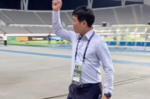 E-1選手権の中国代表戦後、ファンに感謝を伝えるサッカー日本代表の森保一監督
