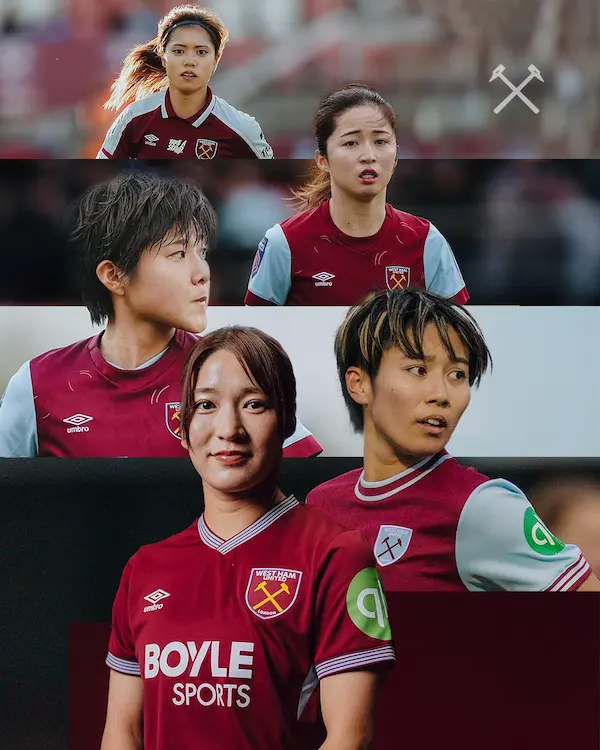 これまでウェストハム・ユナイテッドに所属してきたなでしこジャパンの長谷川唯、清水梨紗、林穂之香、植木理子、遠藤優